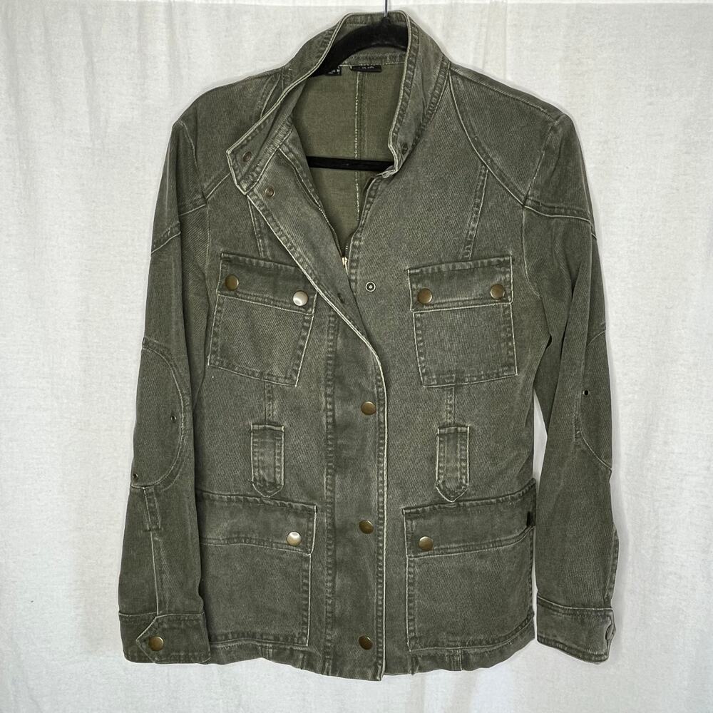 MNG‎ Mango Utility Denim Jacket Medium Grayish Green